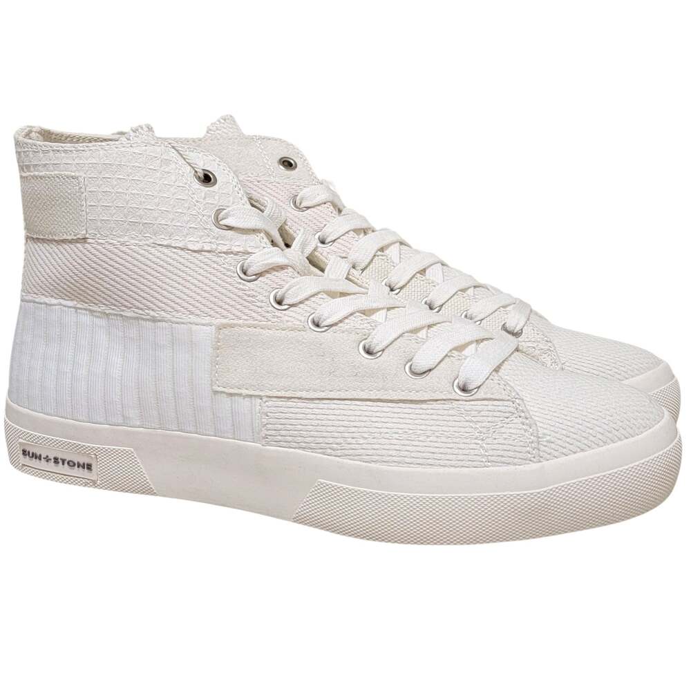 Sun + Stone Men Danas High Top Patchwork Sneakers Size US 9.5M White
